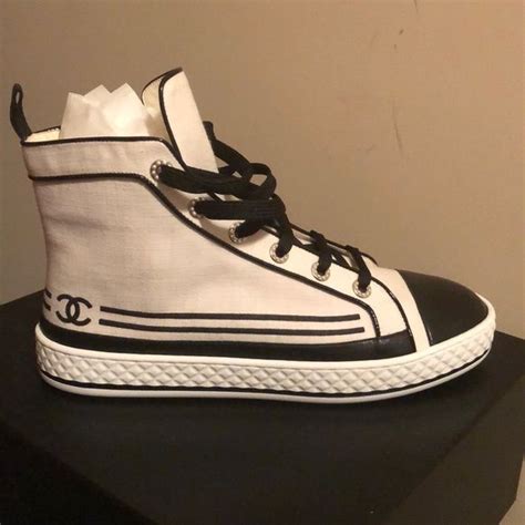 chanel high top sneaker|authentic Chanel sneakers.